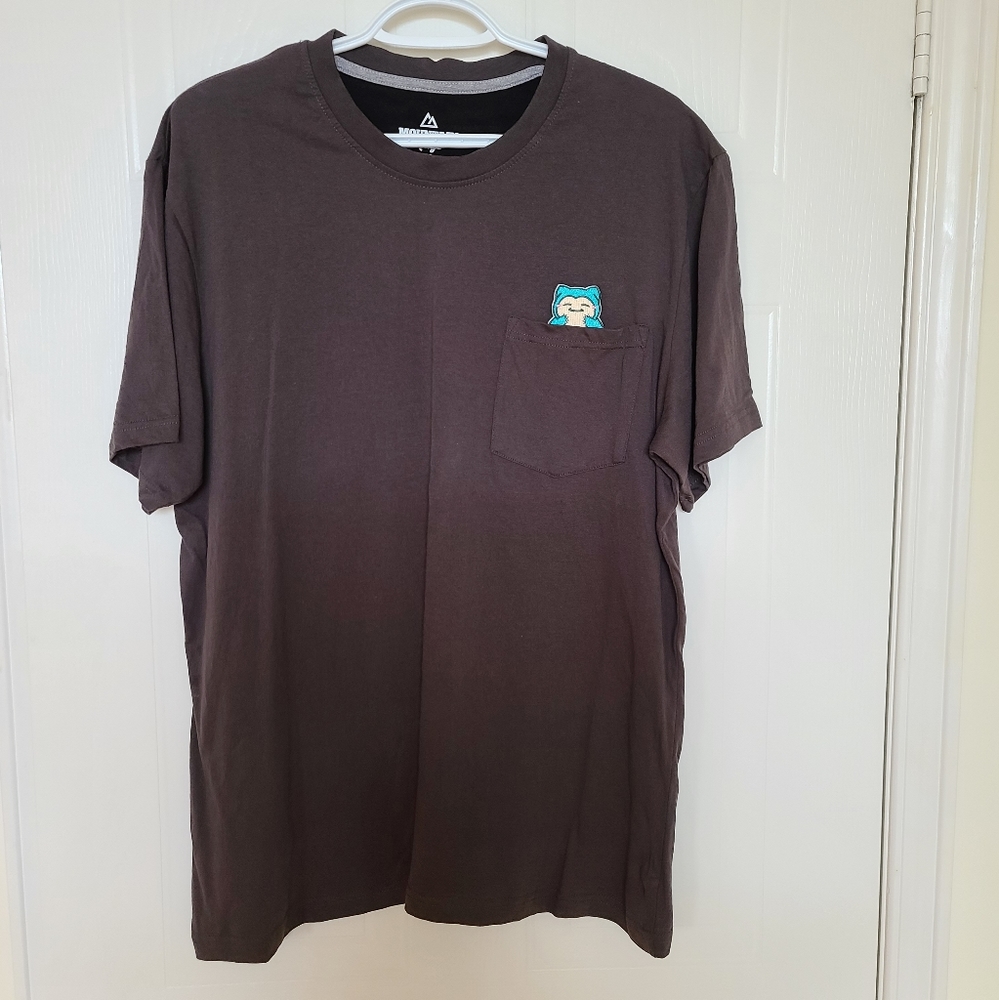 Pokémon Snorlax Pocket Short Sleeve T-shirt, Large, Dark Gray